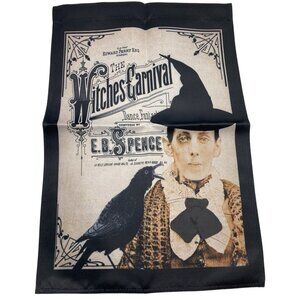 Wicked Witch Garden Flag Halloween Party Banner Black Raven Bird Spooky Decor